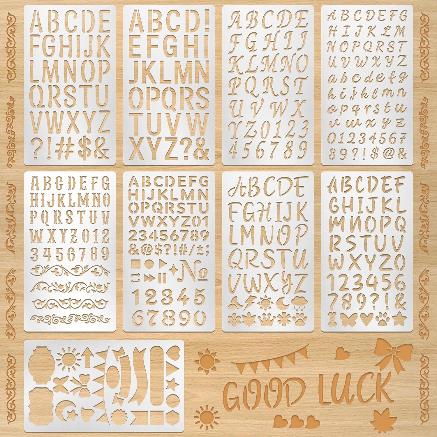 Art Craft Number - 9Pcs Stensil Huruf dan Angka Logam