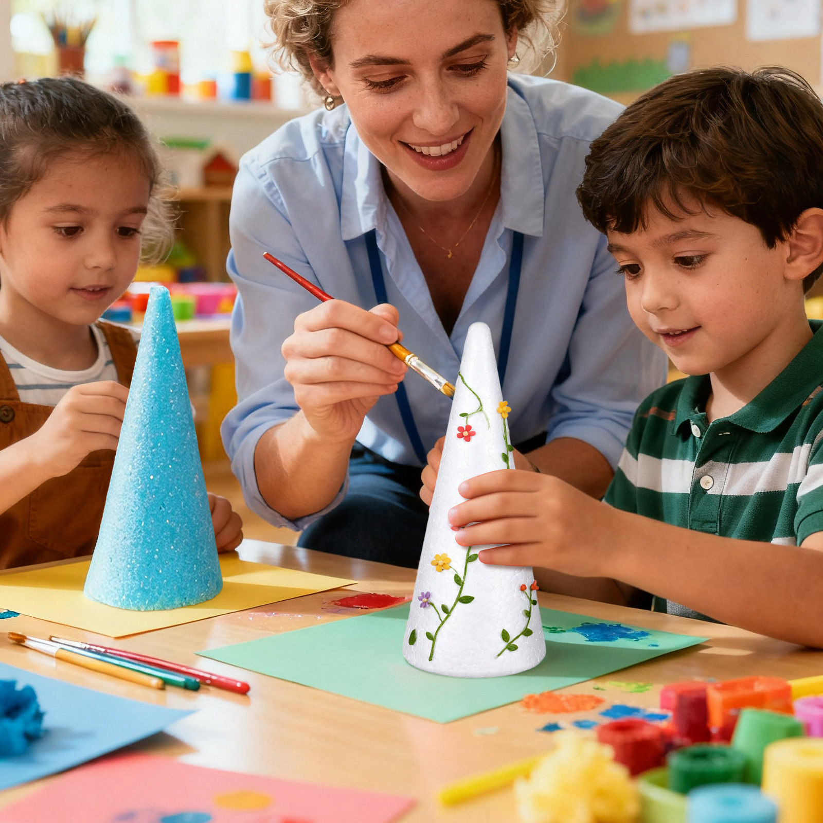 Art Craft For Preschoolers - 6Pcs Kerucut Busa Edukatif 19x7cm untuk