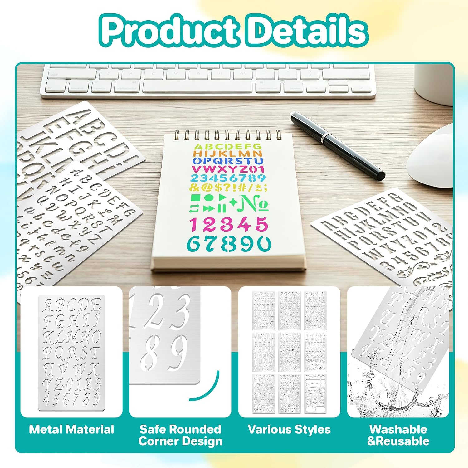 9Pcs Stensil Huruf dan Angka L - Art Craft Number ulasan dan harga
