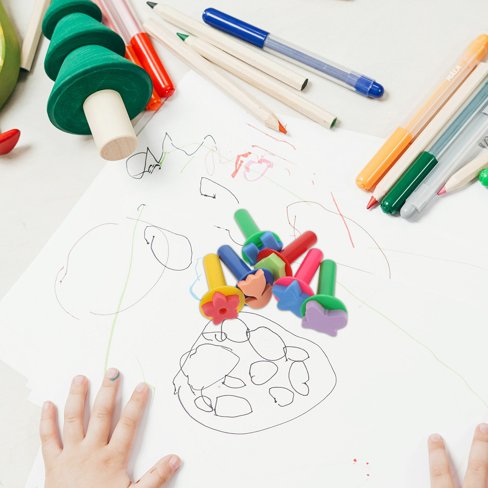 6Pcs Set Kuas Spons Busa Anak- - Art Craft For Preschoolers ulasan dan harga